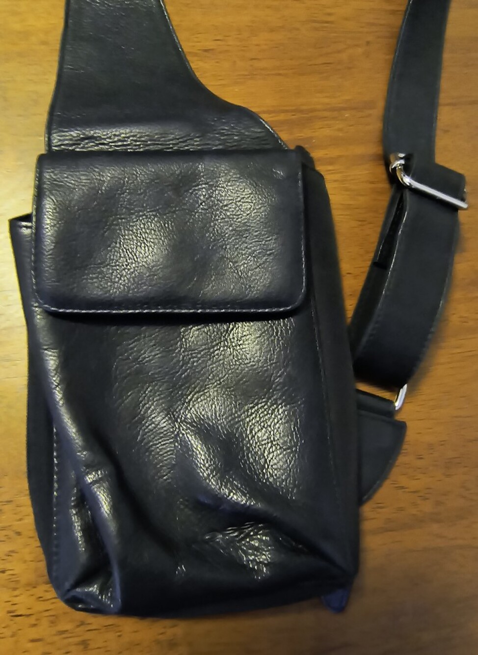 Vintage Black Leather Sling Purse
